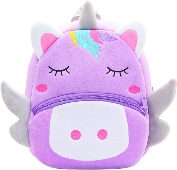 blue tree School Bag for Cute Kids for (1-5 Years), Preschool Soft Plush Purple Unicorn Bag for toddlers, Mini Cartoon Backpack for Boys and Girls
