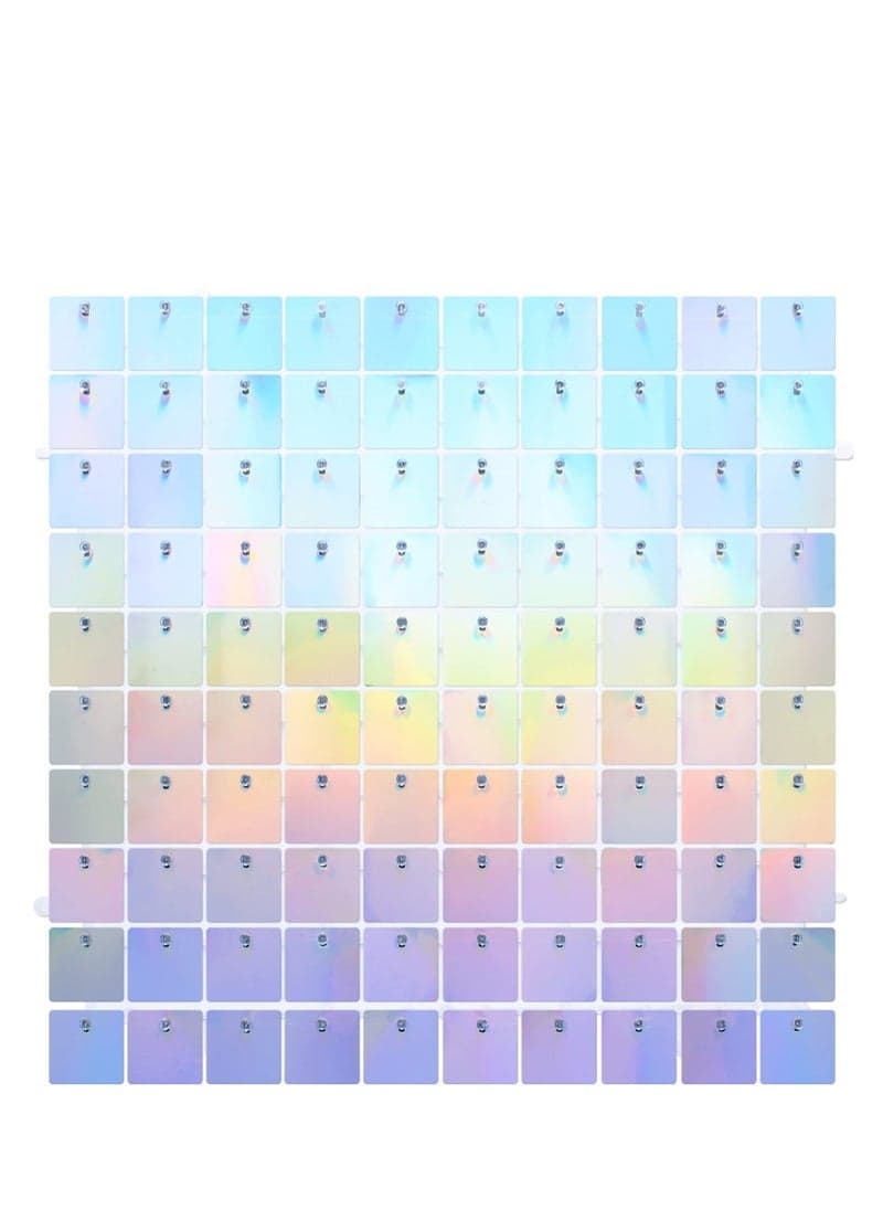 Rainbow Sequin Wall Backdrop Panels 12 Pack Iridescent Polymeric Material with Non Toxic Coating Party Decorations for Birthday Wedding Engagement Anniversary Home Decor