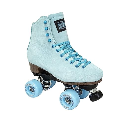 Sure-Grip Boardwalk Unisex Outdoor Roller Skates Material of Leather, Rubber, Suede & Aluminum Trucks | Comfortable, Extra Long Laces - Suitable for Beginners (Sea Breeze, Mens 6 / Womens 7)