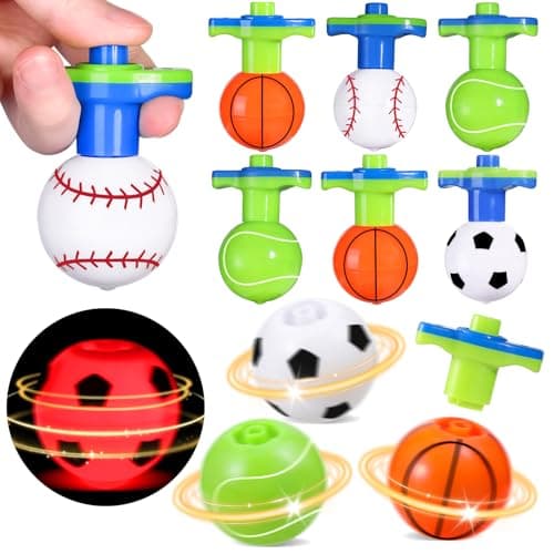 SCIONE 12Pcs LED Light Up Spinning Tops for Kids Glow in The Dark Party Supplies Easter Basket Stuffers Birthday Party Favor Bulk Toys Treasure Box Toys for Classroom Prize