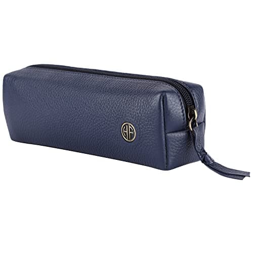 HAMMONDS FLYCATCHER Genuine Leather Multi-Use Pencil Case, Cosmetic Pouch, Blue - 5 Cm