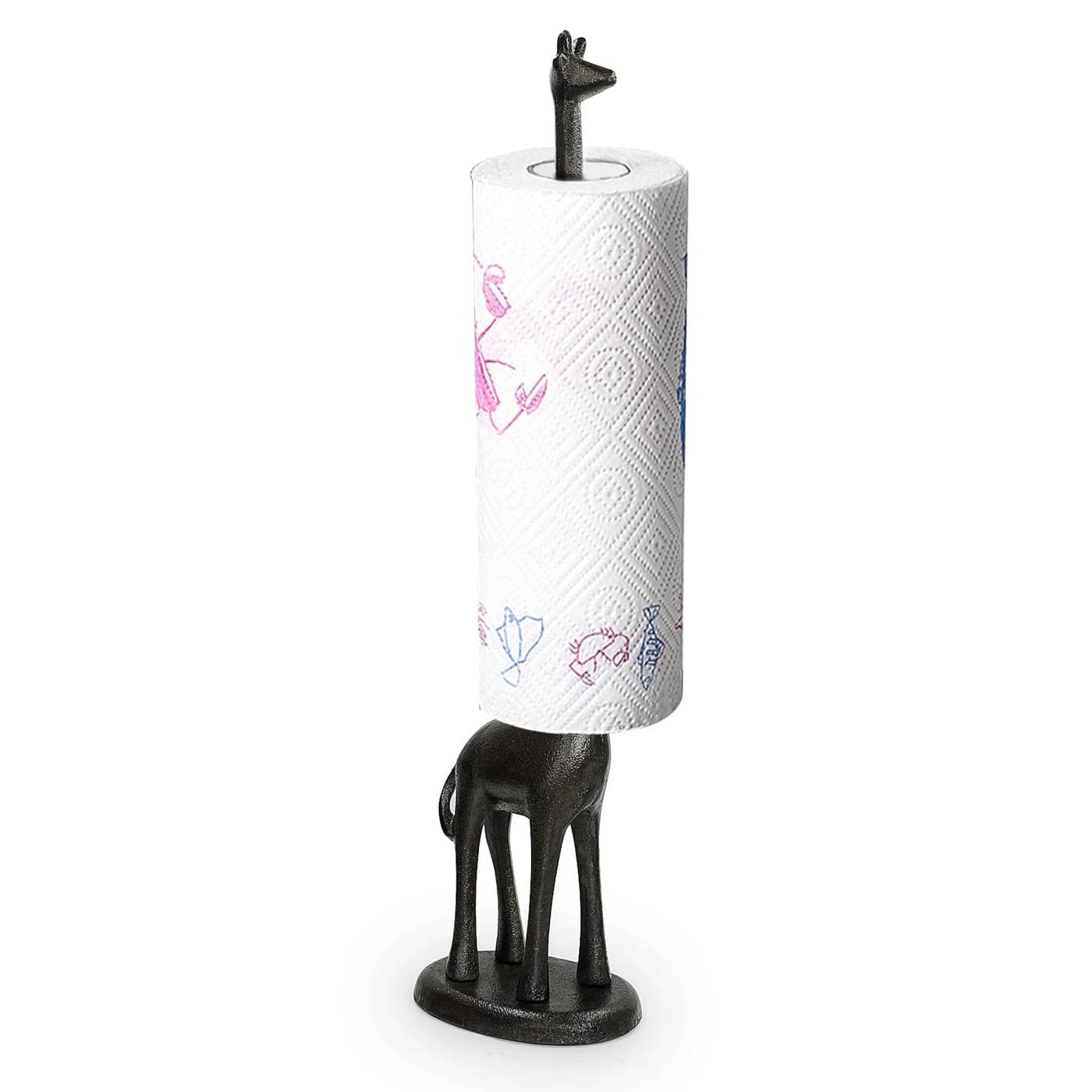 DreamsEden Vintage Giraffe Stand Paper Towel Holder Cast Iron Tall Animal Paper Towel Stand Home Bedroom Bathroom Toilet Paper Holder Kitchen Office Decoration Gifts