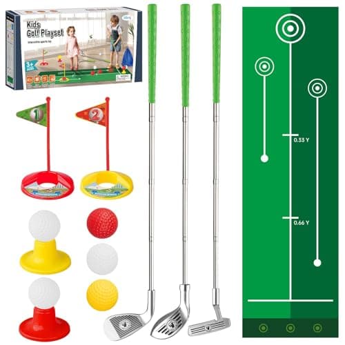 Liberry Kids Golf Clubs for 2 3 4 5 Years Old, Retractable Toddler Golf Set with Putting Mat & Storage Bag, Indoor and Outdoor Sports Golf Toys for Boys Girls