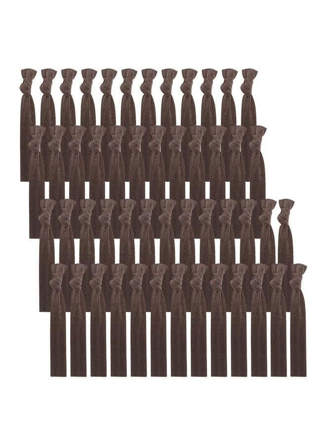 50 Pack Solid Color Knotted Hair Ties - No Crease Hair Ponytail Elastics for Women and Girls (brown)