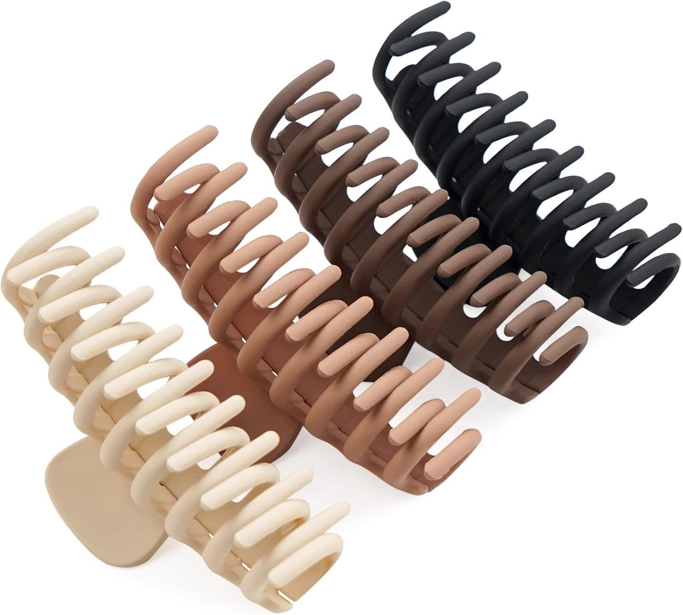 JOYOYO 4 Pcs Hair Claw Clips Hair Clips for Women and Girls Thick Hair Natural Colors Lightweight Nonslip with Comb Teeth Strong Hold Large Size 43 Inch