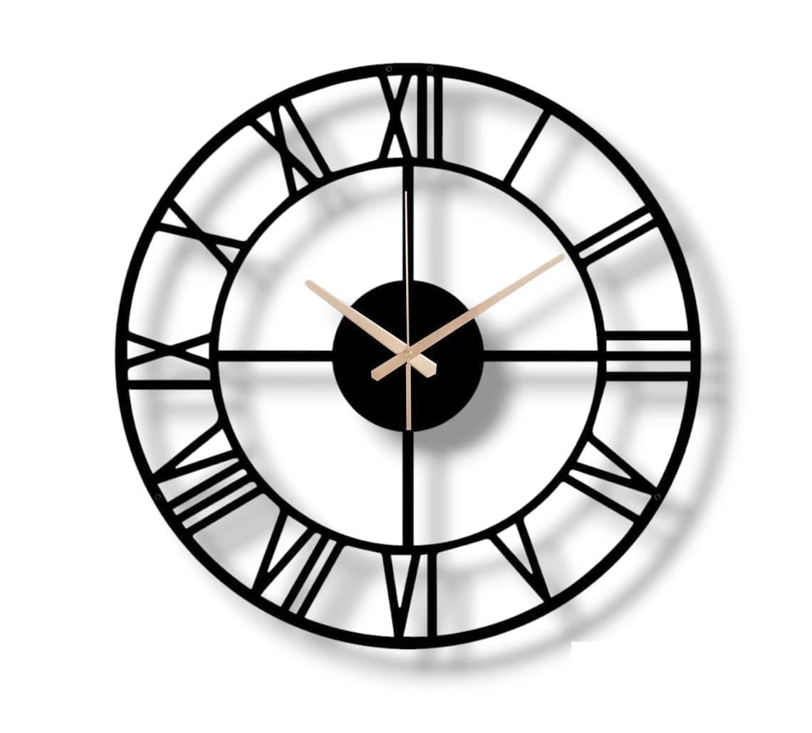 Cartvilla Morden Metal Analog Wall Clock for Living Room, Bedroom, Office, Kitchen, Stylish Wall Clock for Home and Hall, Designer Big Size Modern (DA-129, 40 CM), Black