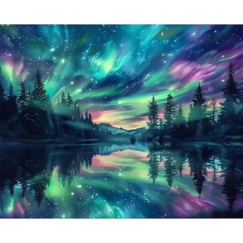 Hutarosl Paint by Numbers for AdultsAurora Paint by Number Canvas for AdultsStarry Sky Paint by Number AdultAurora DIY Oil Painting Kits for Gifts Home Decor 16x20in