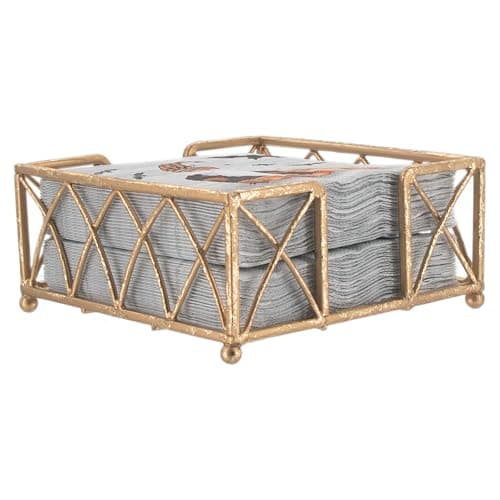 Boston International Arch Design Cocktail Napkin Holder Caddy, Gold Leaf