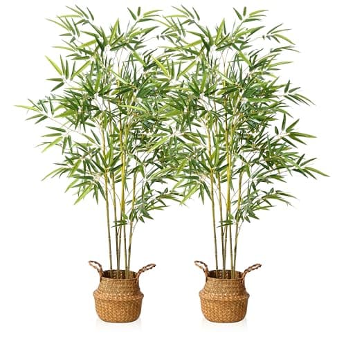 Kazeila 2 Pack Artificial Bamboo Plants Trees Outdoor 140cm Fake Plant Decorative Artificial Plants Indoor Outdoor Home Office Garden