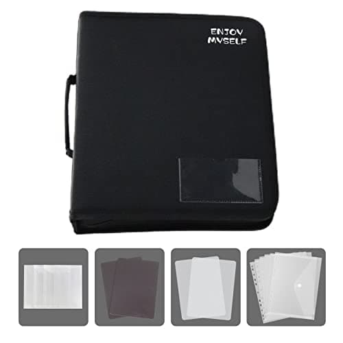 Enjoy Myself Stamp and Die Cut Storage Binder Embossing Folder and Stencil Organizer with Magnetic Sheets and Storage Pocket for Craft Scarpbooking Supplies and Stationery 2 H 125 W 10 D Black