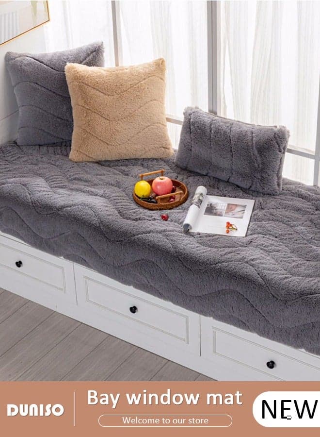 Thick Plush Bay Window Mat Window sill Blanket, Non-Slip Bay Window Cushion Pad, Modern Windowsill Bench Seat Cushion for Indoor Tatami Sofa Decor Home Bedroom Living Room