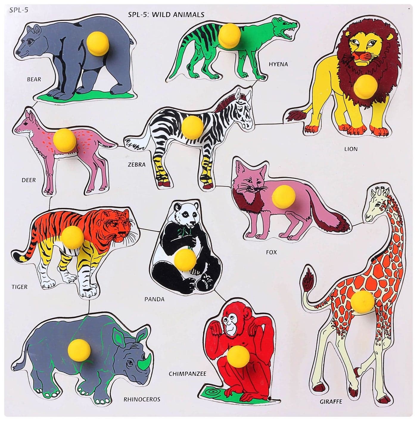 Little Genius Wild Animals with Big Knob (Multicolor)