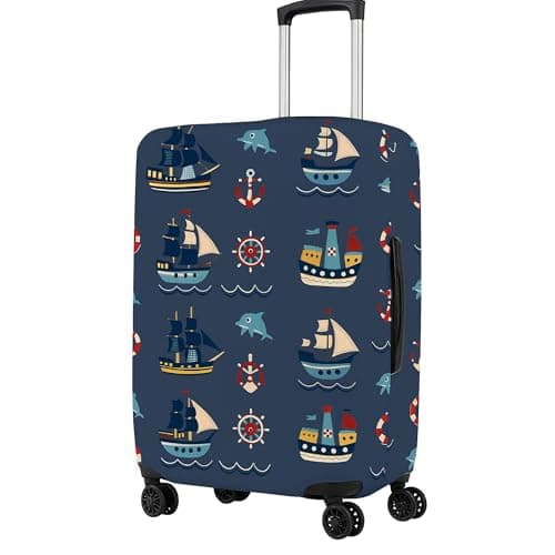 Printed Luggage Cover for Traveling Bag & Suitcase - Stretchable & Scratchproof Trolley Protector with Velcro Lock & Lightweight Washable Material(Suitcase Bag Not Included, Only Cover in Product)