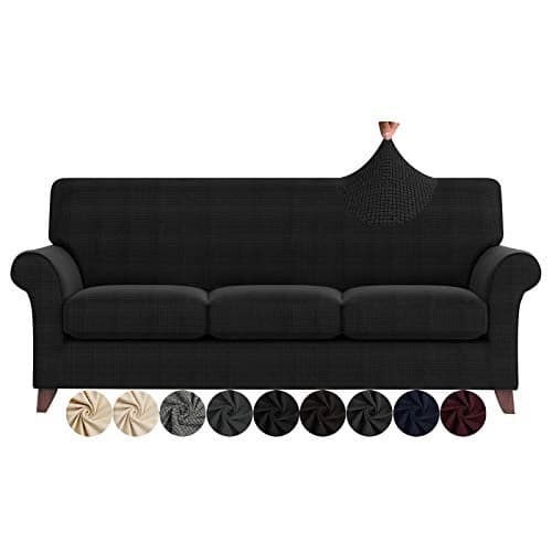 ZNSAYOTX 4 Piece Sofa Covers for Living Room Anti Slip Stretch Couch Covers for 3 Cushion Couch Pets Dogs Sofa Slipcover Machine Washable Furniture Protector (Black, Sofa)