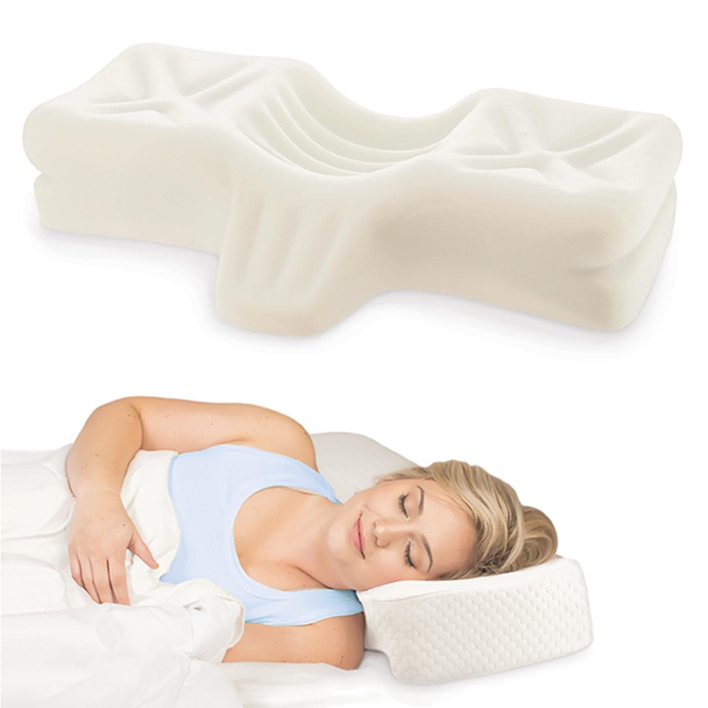 Therapeutica Lite Cervical Orthopedic Foam Sleeping Pillow for Neck Shoulder and Back Pain Relief Helps Spinal Alignment Back and Side Sleeping Medium Firm Large