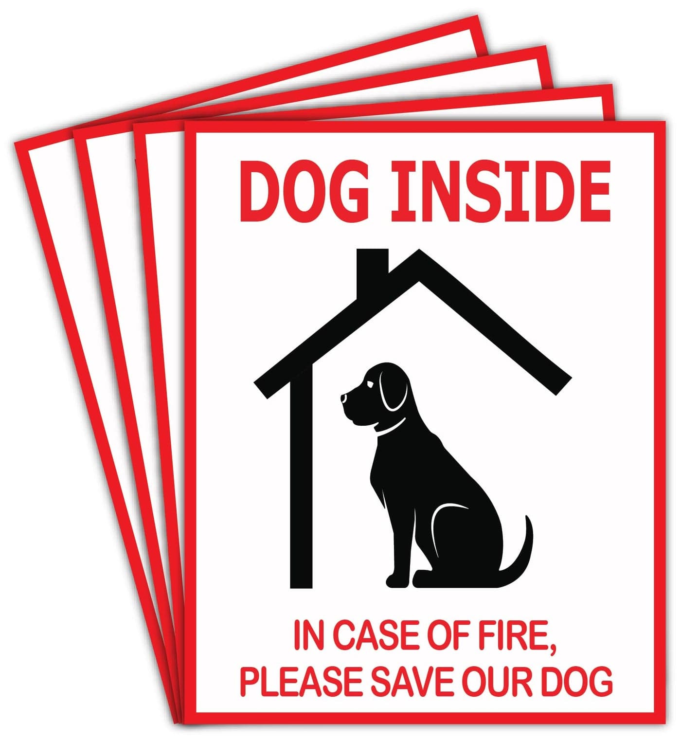 F5Xclusive Dog Inside Fire Safety Alert Sign Sticker, 4x5 Inches, Indoor/Outdoor Emergency Pet Rescue Decal - 4 Pack