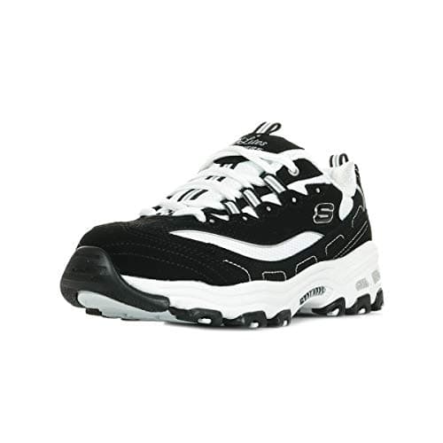 Skechers womens D'lites - Biggest Fan Fashion Sneaker, Black/White, 6 Wide US