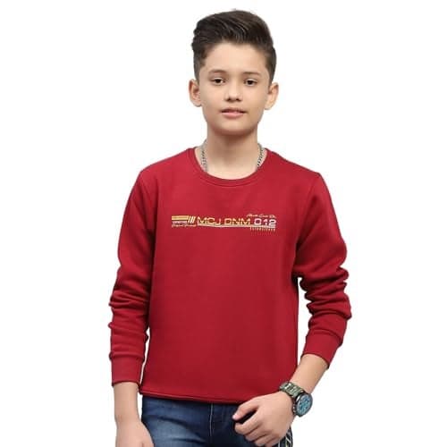 Monte Carlo Boys Printed Round Neck Cotton Blend Sweatshirt Maroon 11 Years