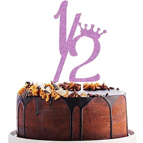 Festiko® 1/2 Half Cake Topper, Happy 1/2 Birthday 100 Days for 6 Months Birthday Anniversary Party Supplies Rose Gold Glitter