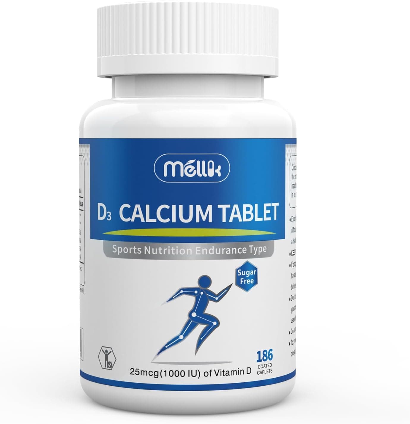 CalciumSupplement VitaminD3 1200mg MagnesiumMini 186Tablets Unflavored Slow Release Bone Health Women and Men Dietary Supplement Easy to Swallow Sugar Free
