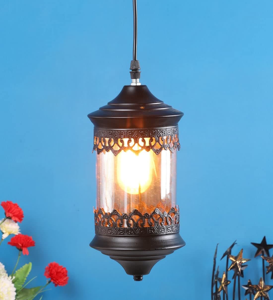DarkVision Metal Corded Electric Hanging Pandent Light Ceiling Light For Living Room, Bedroom, Balcony,Malls, Shops,Cafe, Restaurent (Black Antique, With Bulb)