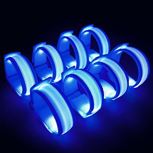 KIRALUMI 8 PCS LED Glow Bracelets Light Up Wristbands Halloween Glow in The Dark Party Bracelets Favors Supplies for Christmas Concerts Festivals Game Prizes Sports Rave AccessoriesBlue