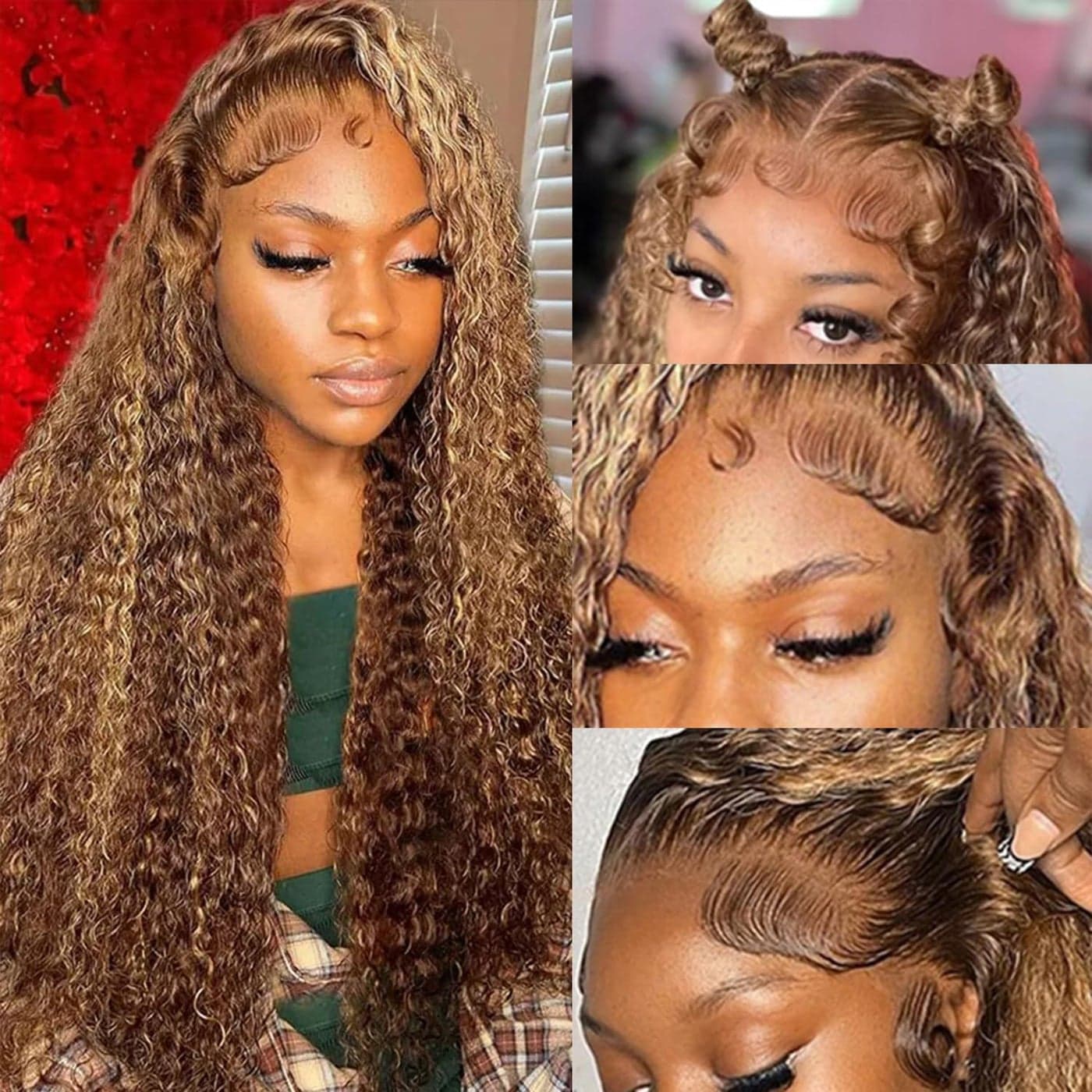 30 Inch 13x6 Deep Wave Lace Front Wigs Human Hair Pre Plucked 427 Highlight Ombre Colored Glueless Wigs Water Wave Honey Blonde Lace Frontal Wigs Human Hair for Black Women with Baby Hair