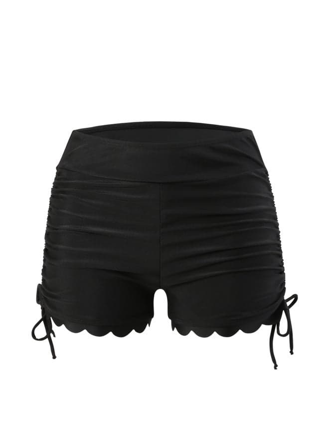 2024 Womens Split Boxer Quick Dry Lace Drawstring Swimming Shorts Surfing Beach Bottoms Black