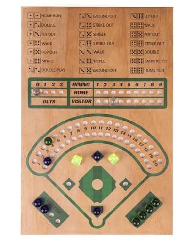 WodGod Baseball Board GameBaseball Dice Board GameSolid Wood12 Colourful Beads and DiceManual IncludedPortablePerfect for Home PartyFamily Night and Road Trip Rectangular