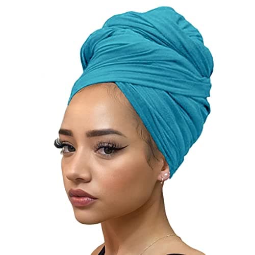 Kachanaa Stretch Head Scarfs Headbands for Muslim Soft Breathable Head Wraps Turbans Long Hair Hijab Scarves for Women(Light Ha Tsing)