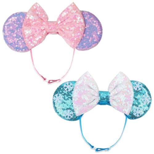 AQOKKA Mouse Ears Headbands with Bow Minnie Ears Cosplay Costume Hair Accessories for Women Girls Birthday Party Decoration