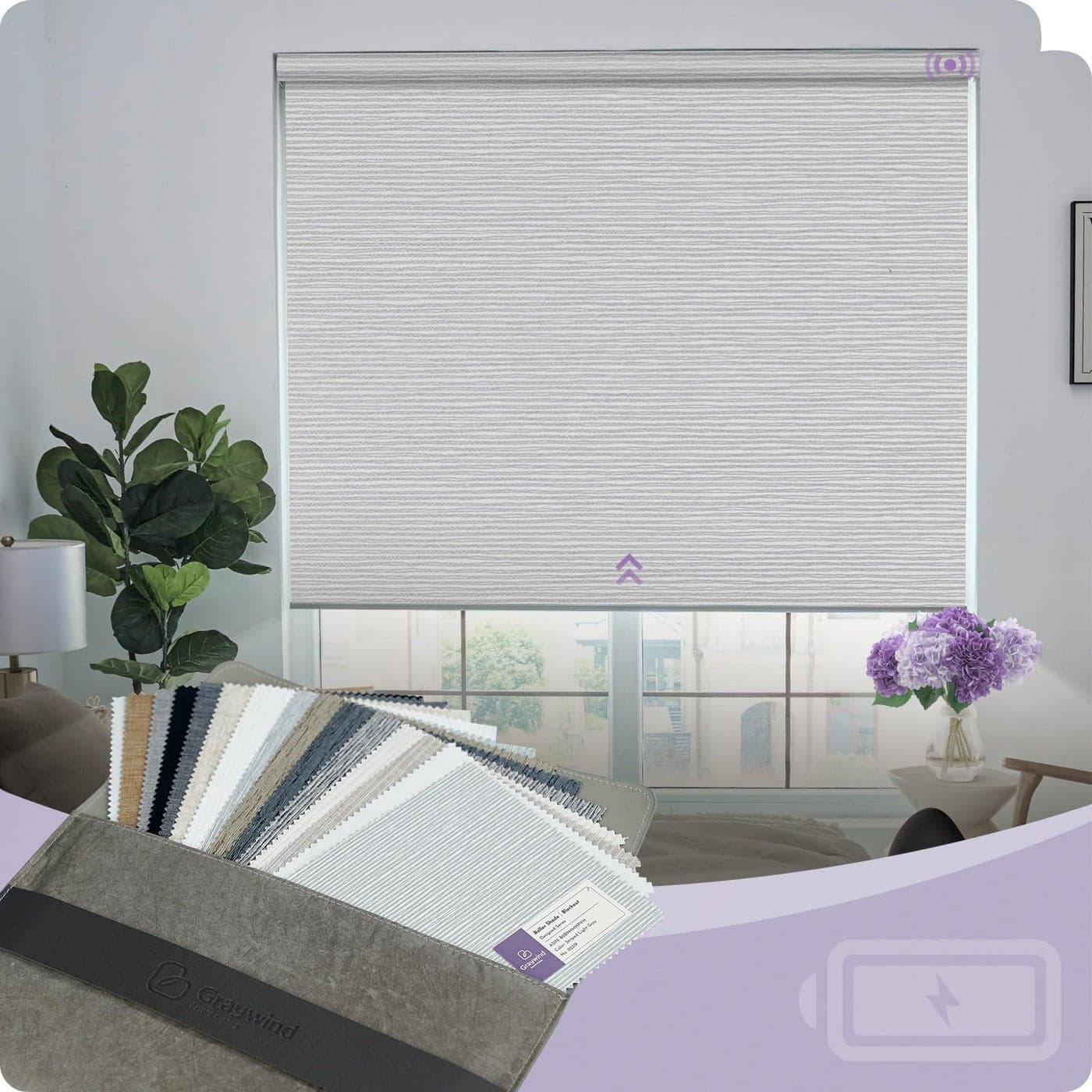 Graywind 100 Blackout Roller Shades Window Blinds for Home and Office Cordless Blinds 100 Blackout Waterproof Shade Fabric Samples