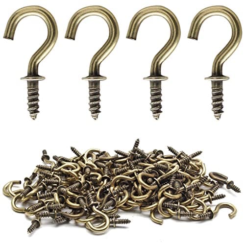 Biaungdo 100 Pcs 1/2" Ceiling Cup Hooks - Bronze Self-Tapping Screws