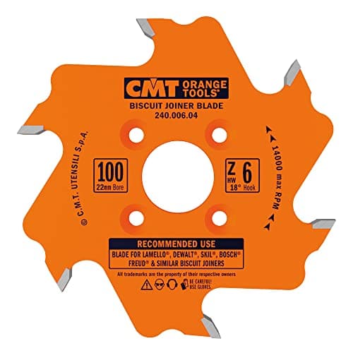 CMT 240.006.04 Biscuit Joiner Blade, 4-Inch Diameter x 6 Teeth, PTFE-Coated.