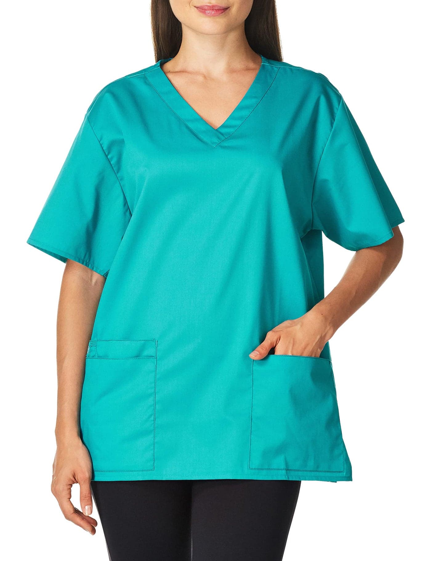 WonderWink Womens V-Neck Top Medical Scrubs Shirt, Teal, 2X US