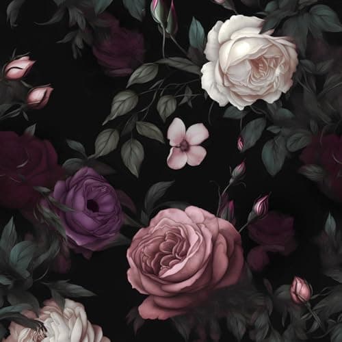 Fvlow Dark Floral Wallpaper Peel and Stick Vintage Pink Rose Contact Paper Black Floral Wallpaper Waterproof SelfAdhesive Wall Covering for Bedroom Countertop Desk Cabinet 174 x 118