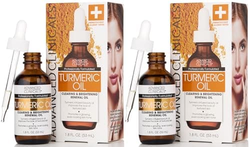 Advanced Clinicals Turmeric Oil Serum For Face Facial Skin Care Serum With Jojoba Coconut Oil To Improve Appearance Of Dark Spots Uneven Skin Tone Antioxidant Dry Skin Moisturizer 2Pack