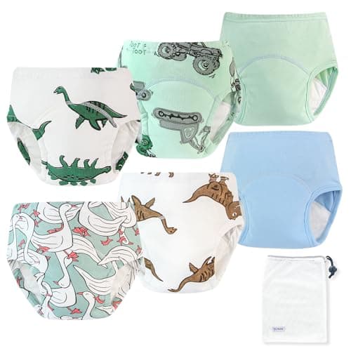 EZ Moms 6 Packs Absorption Toddler Potty Training Underwear for Boys 100% Cotton Toilet Training Pants 2T-3T Leakproof Reusable Kid Confident Toddler Panties Pee Pants with Potty Sticker Chart