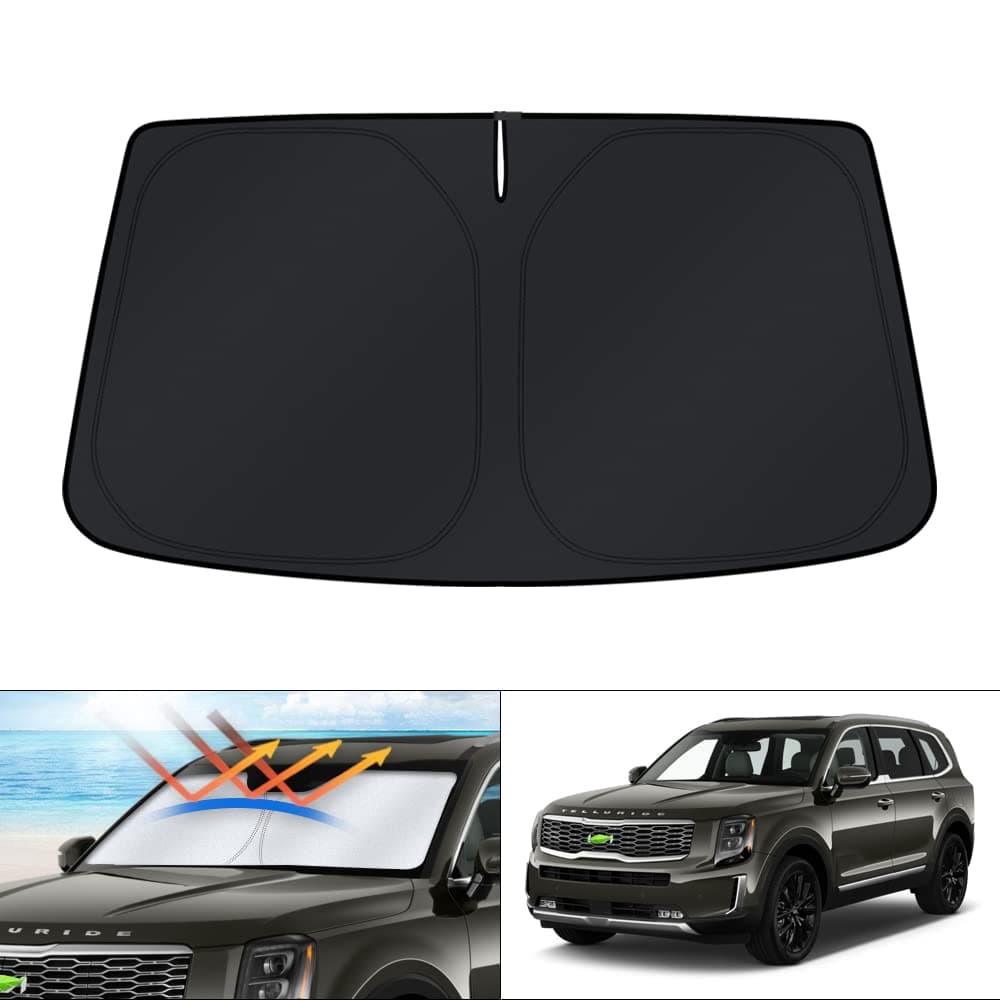 KUST Windshield Sun Shade for Kia Telluride 2020 2021 2022 2023 2024 2025 Accessories Window Sunshade Sun Protector Foldable Block UV Rays Keep Car Cooler