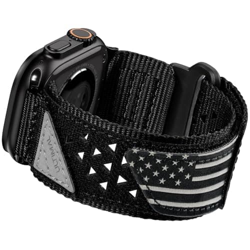 ULTIMAL Compatible with Apple Watch Series 11 42mm Band Series 10987654SESE2SE3 Nylon watch band StarsStripes Flag Woven Strap for 42mm41mm40mm38mm L Black USA Flag