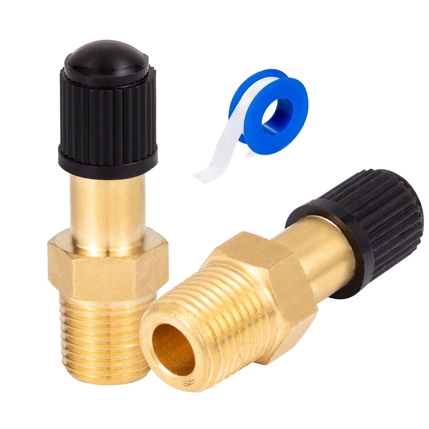 Breezliy 2PCS 18 NPT Tank Valve AntiCorrosion Brass Schrader Valve with Standard Valve Core with 18 NPT MaleUsing with Air Compressor Tanks with Sealing Caps