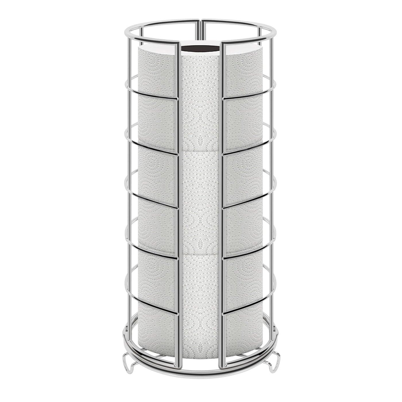 NearMoon Toilet Paper Organizer Stand Free Standing 3 Rolls Tissue Storage Metal Bathroom Accessory Rustproof Toilet Roll Holder for Kitchen Countertop Inside Cabinet ShelfMetal Base Chrome