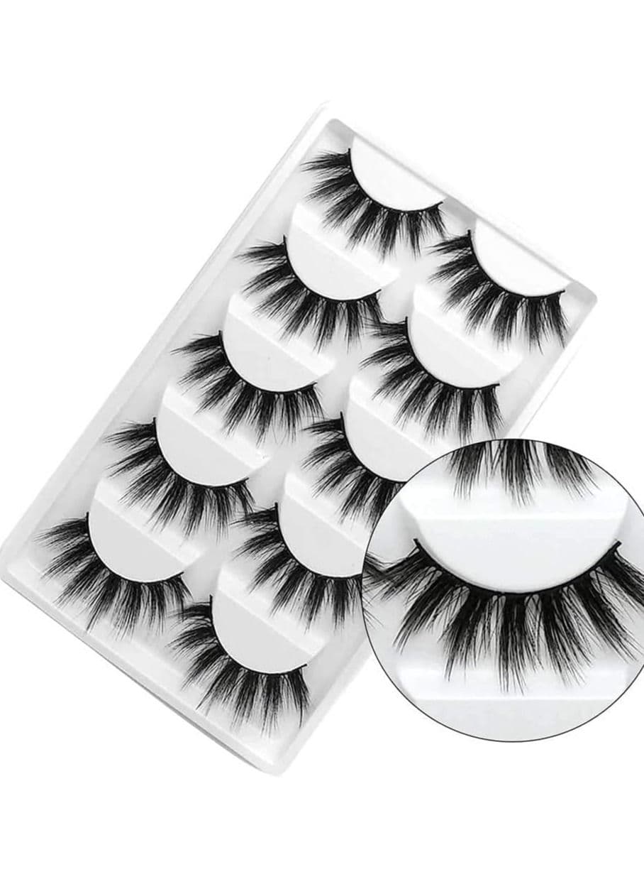 ORiTi False Eyelashes 3D Faux Mink Eyelashes Handmade Luxurious Volume Fluffy Natural False Eyelashes Fluffy Long Soft Reusable Eyes Lashes Dramatic Eyelashes 5 Pairs