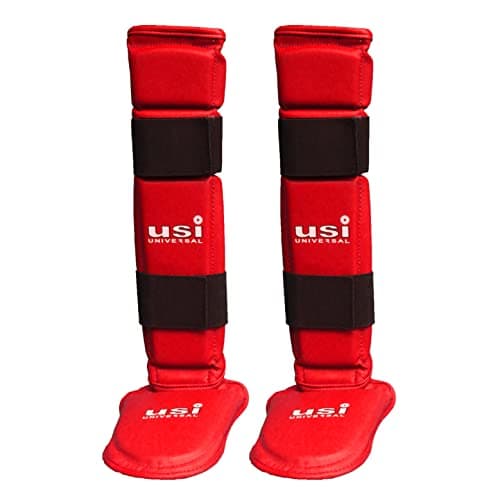 USI UNIVERSAL SHIN Pads with Instep (850) (M, Red)