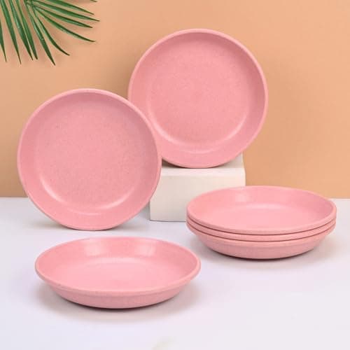 Eha Earth-Friendly Small Plates Set for Snacks | Snacks Plates Set of 6 | Snacks Plates Made with Rice Husk Biocomposite | Microwave Safe Plates | Snack Plate Set for Kitchen| 6 inch | Innocent