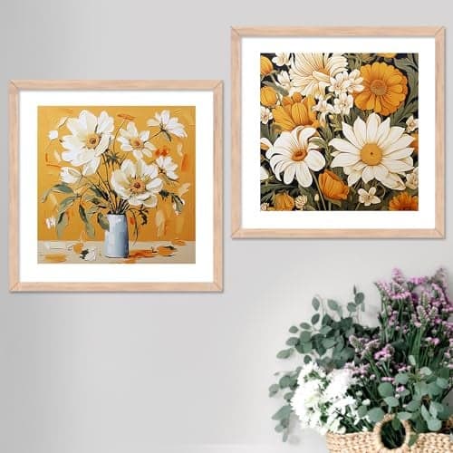 kotart - flower pot wall art Paintings for wall decoration, Wall frames for home decor Set of 2 Multicolo Size-(10x10 inch, I)