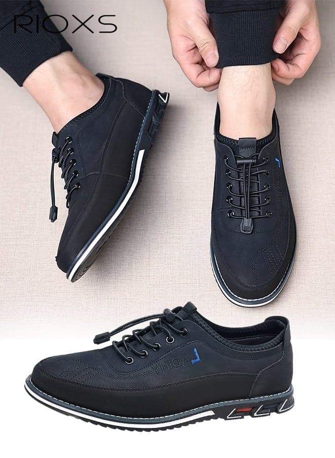 Men's Cargo Loafers, Casual Slip-on Business Shoes for Men, Simple Lace Up Walking Loafers, Comfort Slip-ons Adjustable Driving Shoes, Lightweight Anti-slip Office Shoes, Hand-stitched Loafers for Male, Versatile Slip-ons Penny Shoes for Formal Meeting Leisure Daily Wear, Classic Black Footwear Mens
