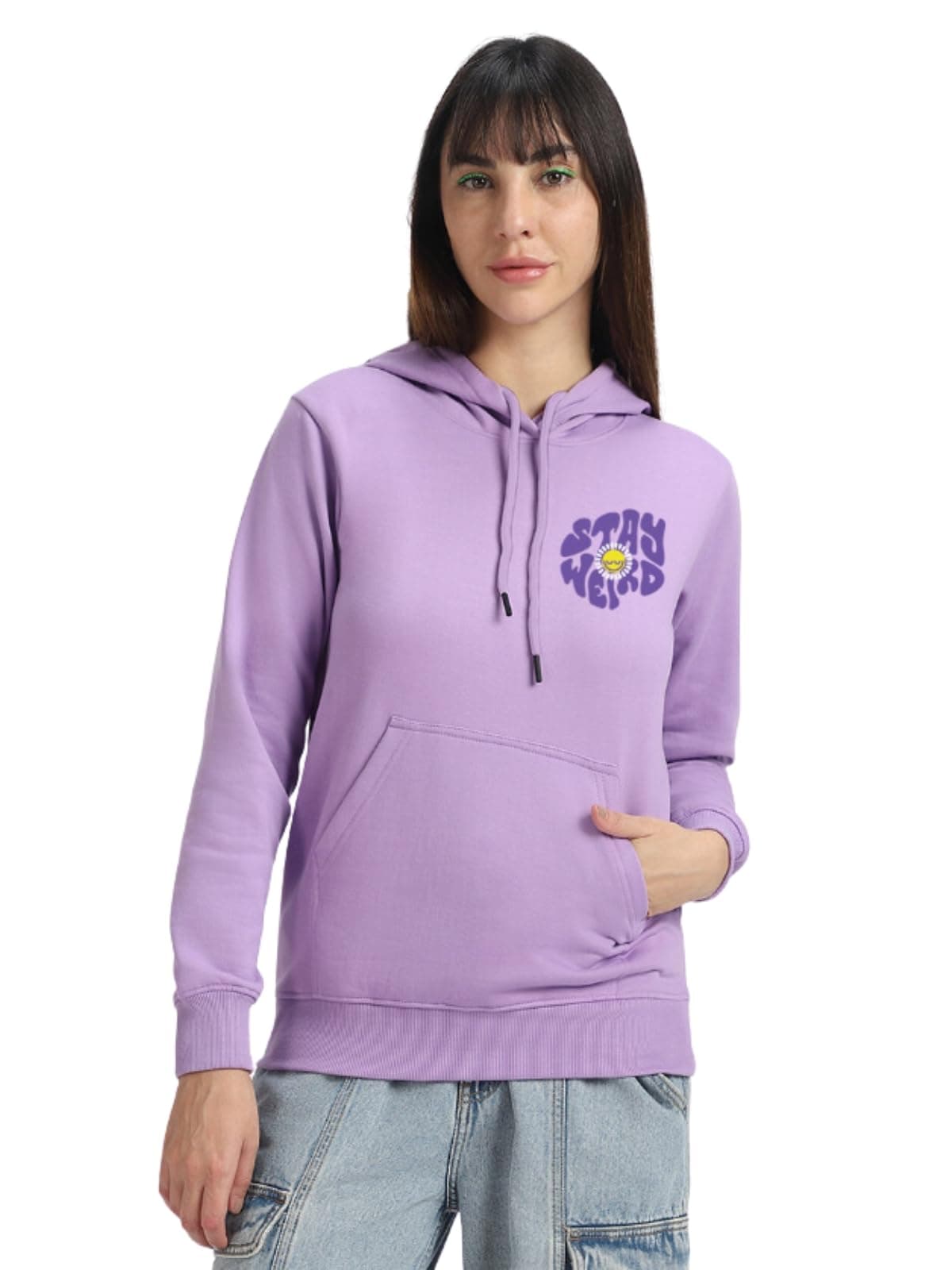JUNEBERRY® Cotton Fleece Regular Fit Hooded Sweatshirt Lastest Graphic Pocket Printed Winter Hoodies for Women (W02_STYWRD_LLC_M)