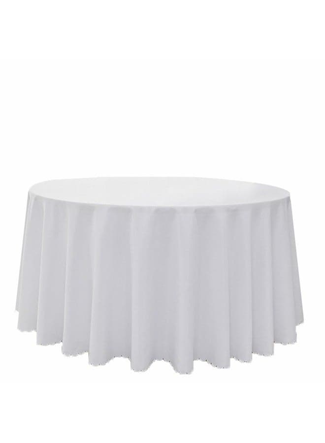 Polyester Table Cloth White 200cm,Round Premium Tablecloth for Wedding/Banquet/Restaurant - Polyester Fabric Table Cloth