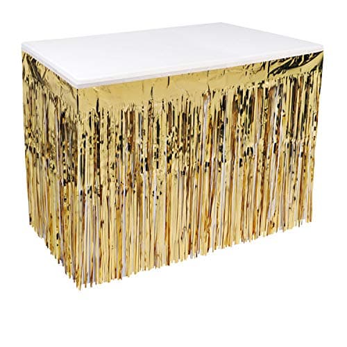 Beistle Pkgd 1-Ply FR Metallic Table Skirting (gold) Party Accessory (1 count) (1/Pkg), 30" x 14'